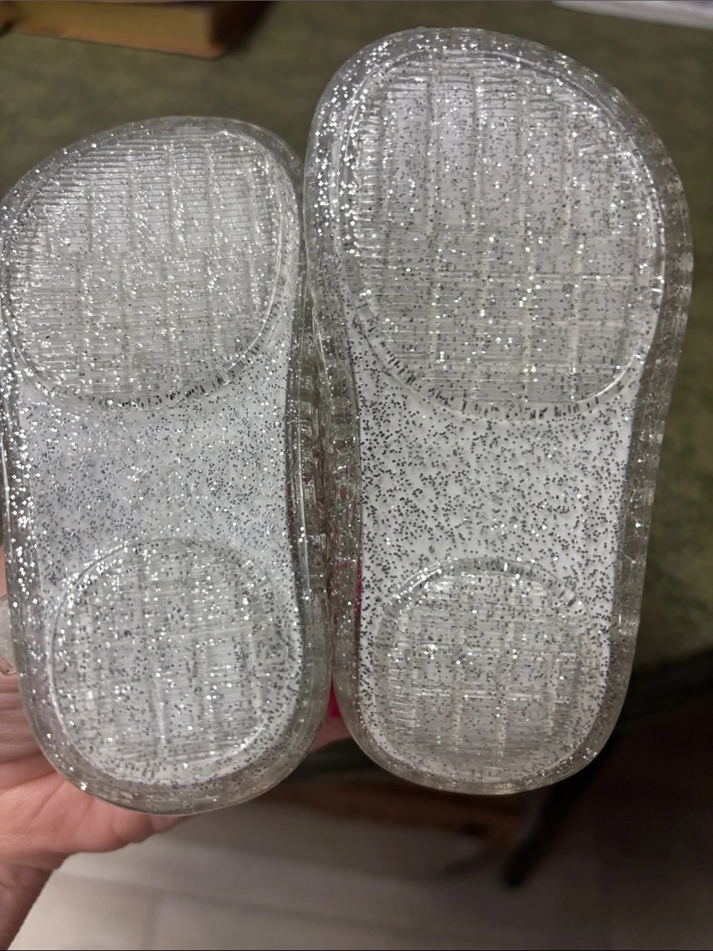 wonder nation Silver Glitter Jelly Mary Janes with Pink and Purple Insole